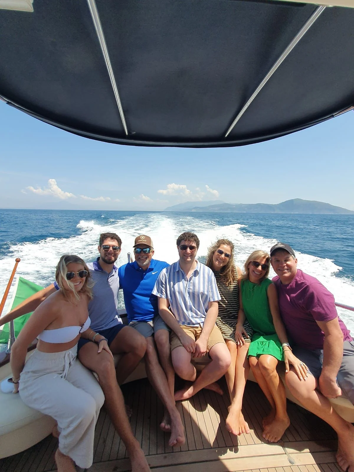 Yacht crossing between Capri and the Amalfi Coast